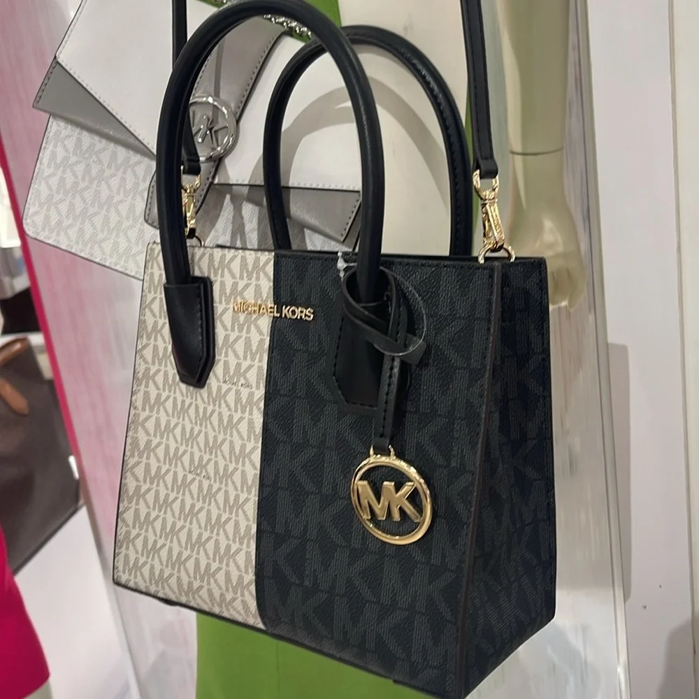 Michael Kors Mercer Medium Two-Tone Logo Crossbody Bag Black Multi